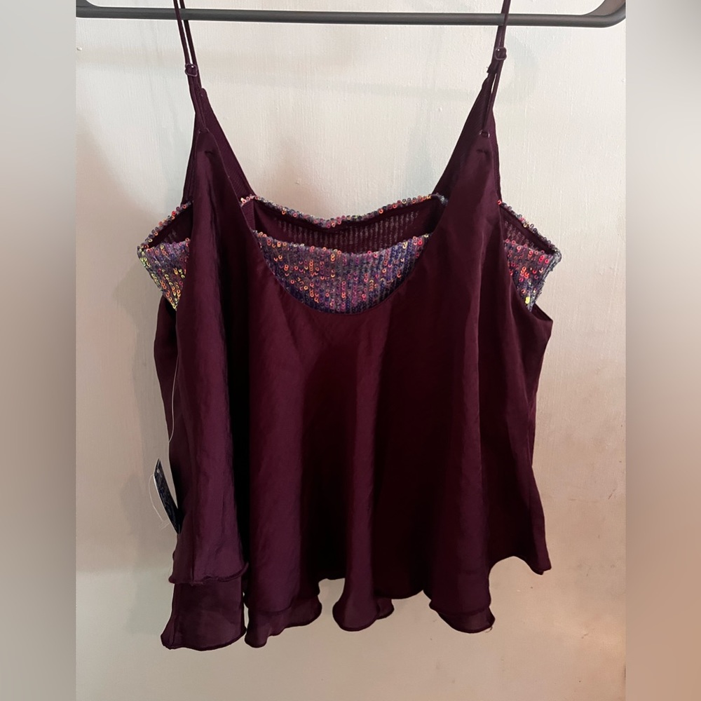 BNWT Free People glittery flowy top in a deep purple